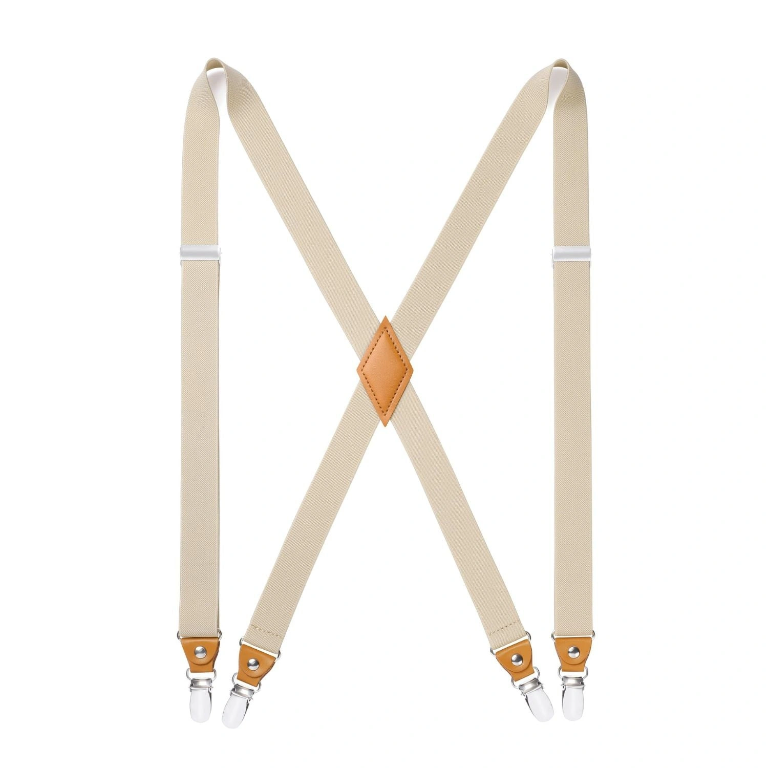 Bretelle regolabili beige 1 pollice: eleganza senza tempo con 4 clip, stile italiano.