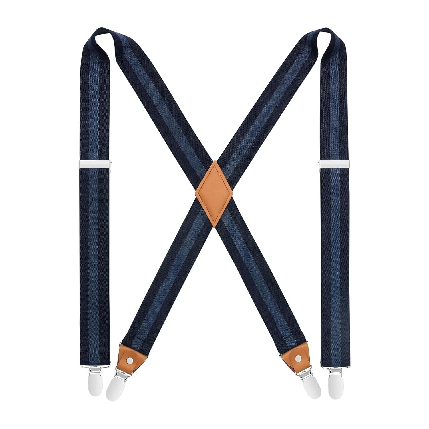 Bretelle blu navy regolabili 1.4 pollici con 4 clip: stile e sicurezza per ogni occasione!