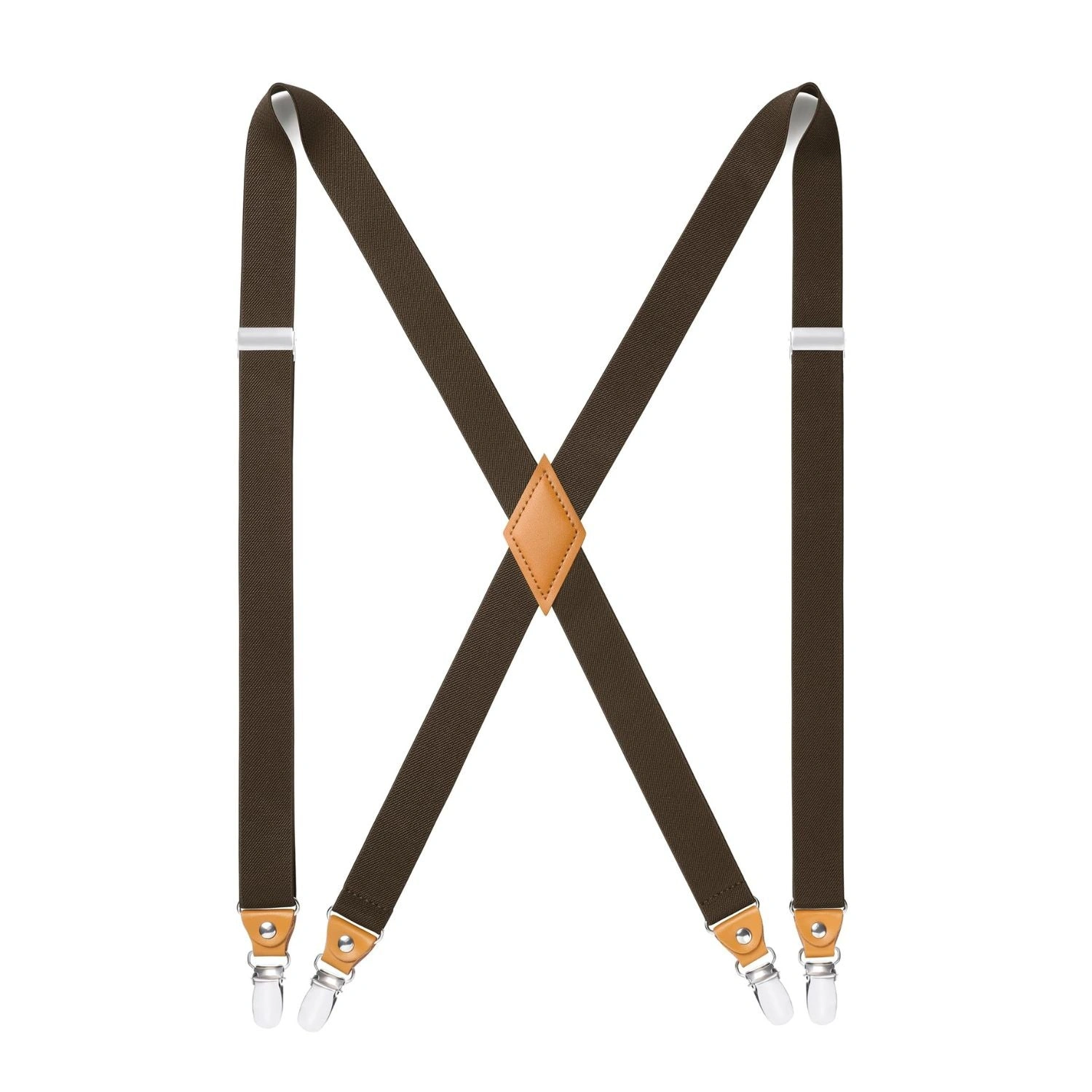 Bretelle Regolabili 1 pollice Marrone con 4 Clip: Eleganza Classica per un Look Impeccabile!