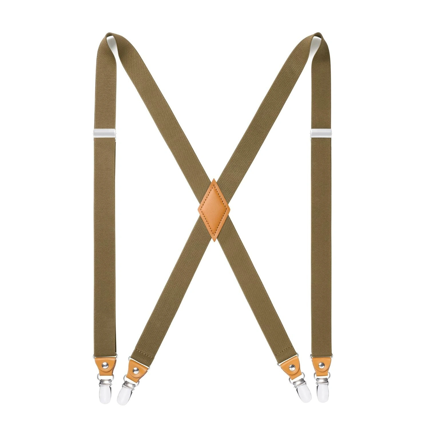 Bretelle regolabili da 1.0 pollice con 4 clip - KHAKI 05: Eleganza senza tempo per ogni occasione