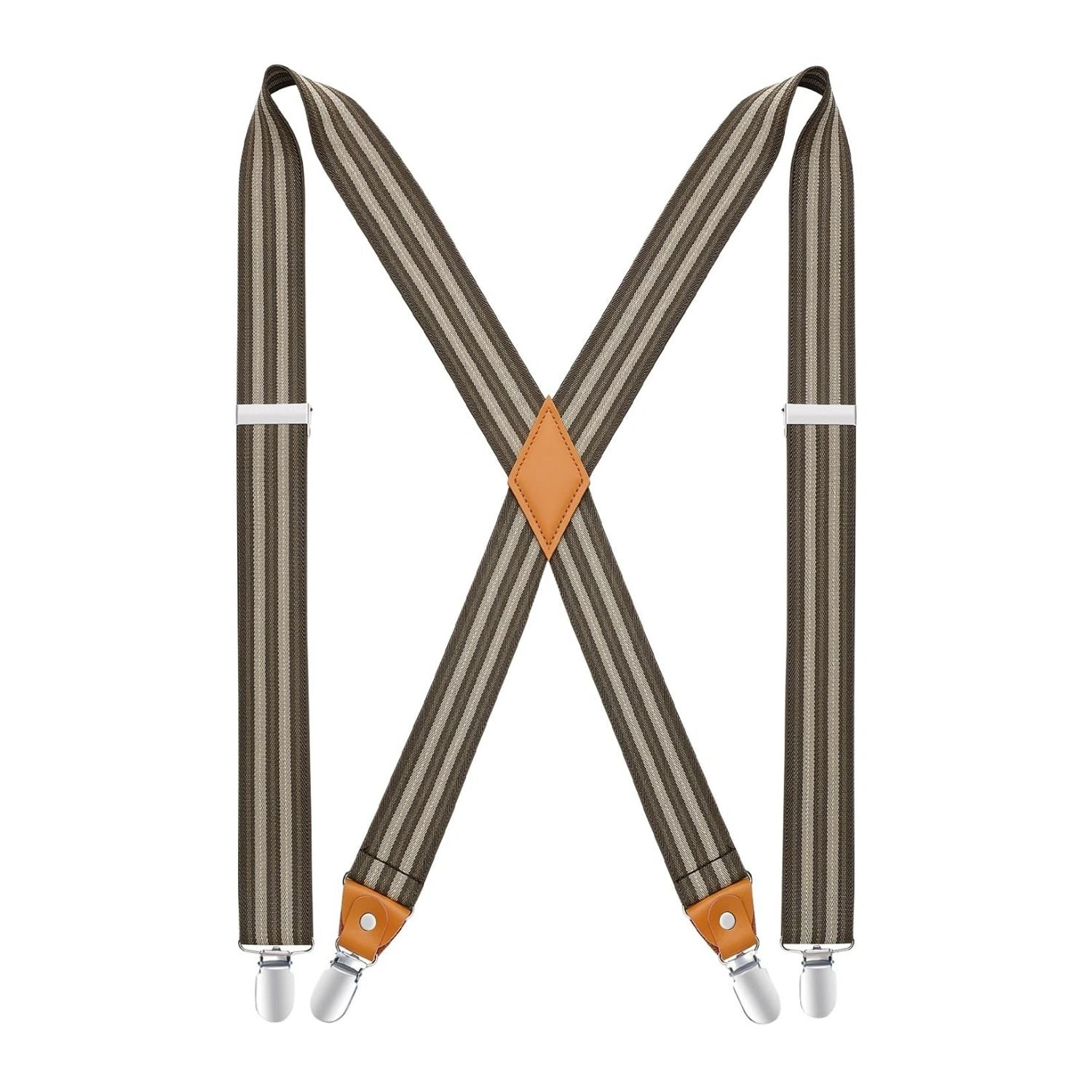 Bretelle Regolabili 1.4 pollici Marrone 17 con 4 Clip: Stile Classico e Duraturo!